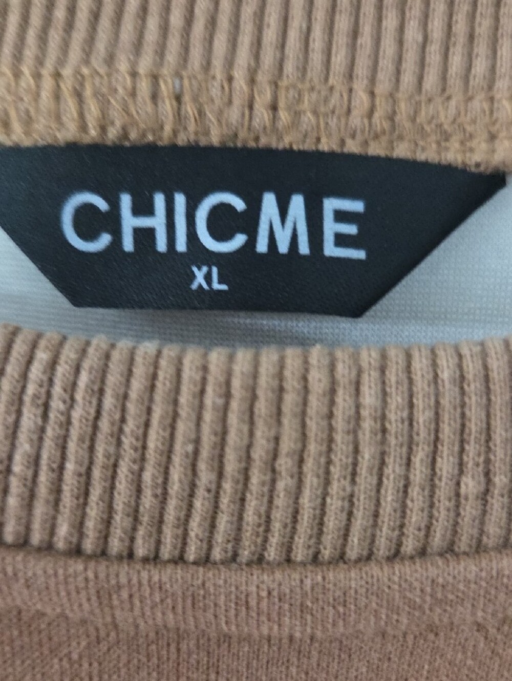 chic Tan Crewneck Sweatshirt with White Layered Hem - Picture 9 of 9